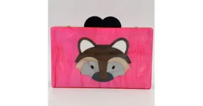 Pink Fox Chipmunk Acrylic Rectangular Evening Clutch Purse Jewelry Box