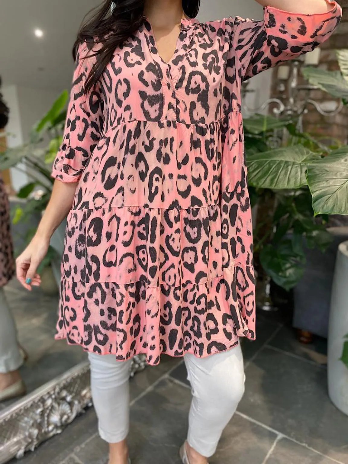 Pink Leopard Tiered Tunic Rachel