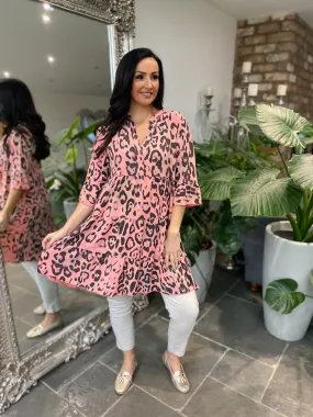 Pink Leopard Tiered Tunic Rachel