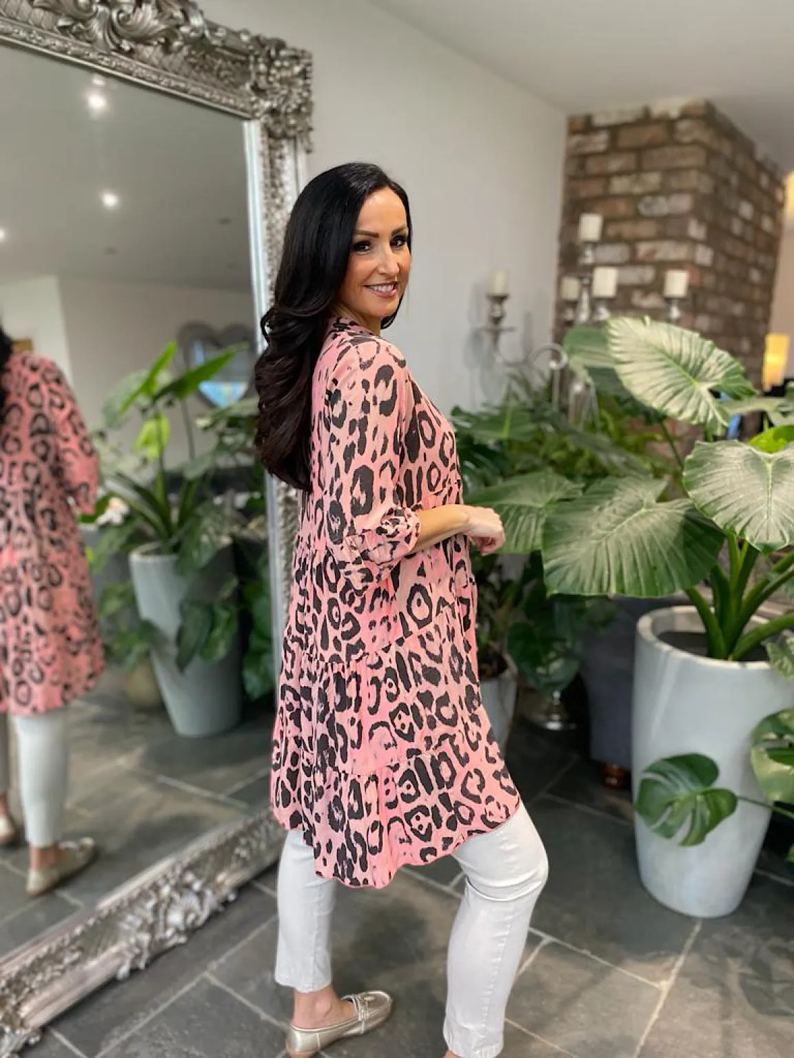 Pink Leopard Tiered Tunic Rachel