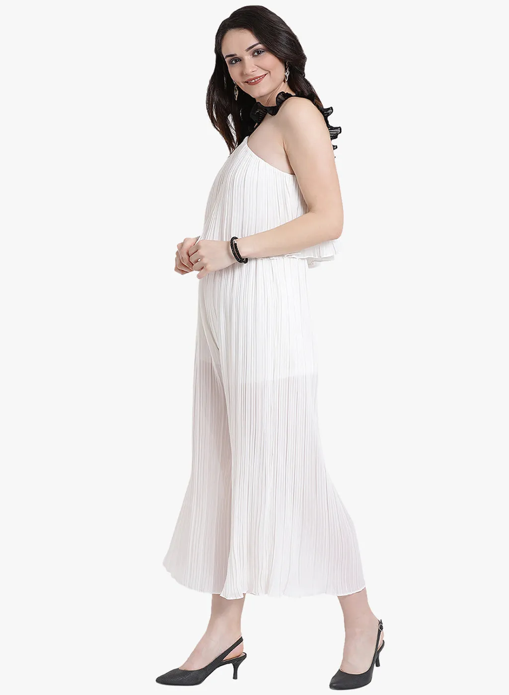 Pleated Ruffle Straps Jumpsuit