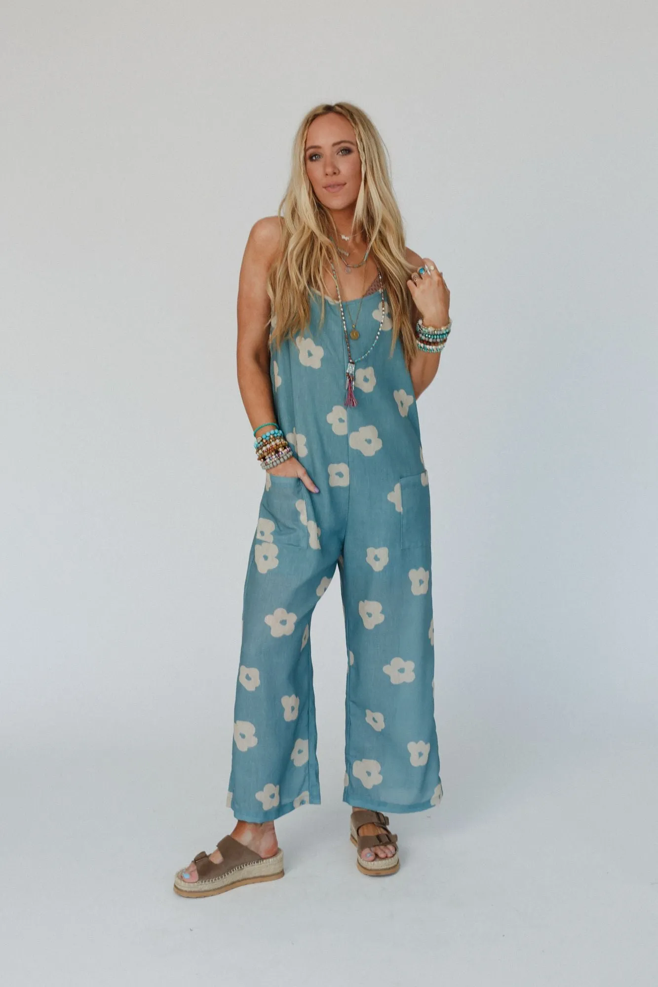 Pocketful Of Petals Jumpsuit - Mint