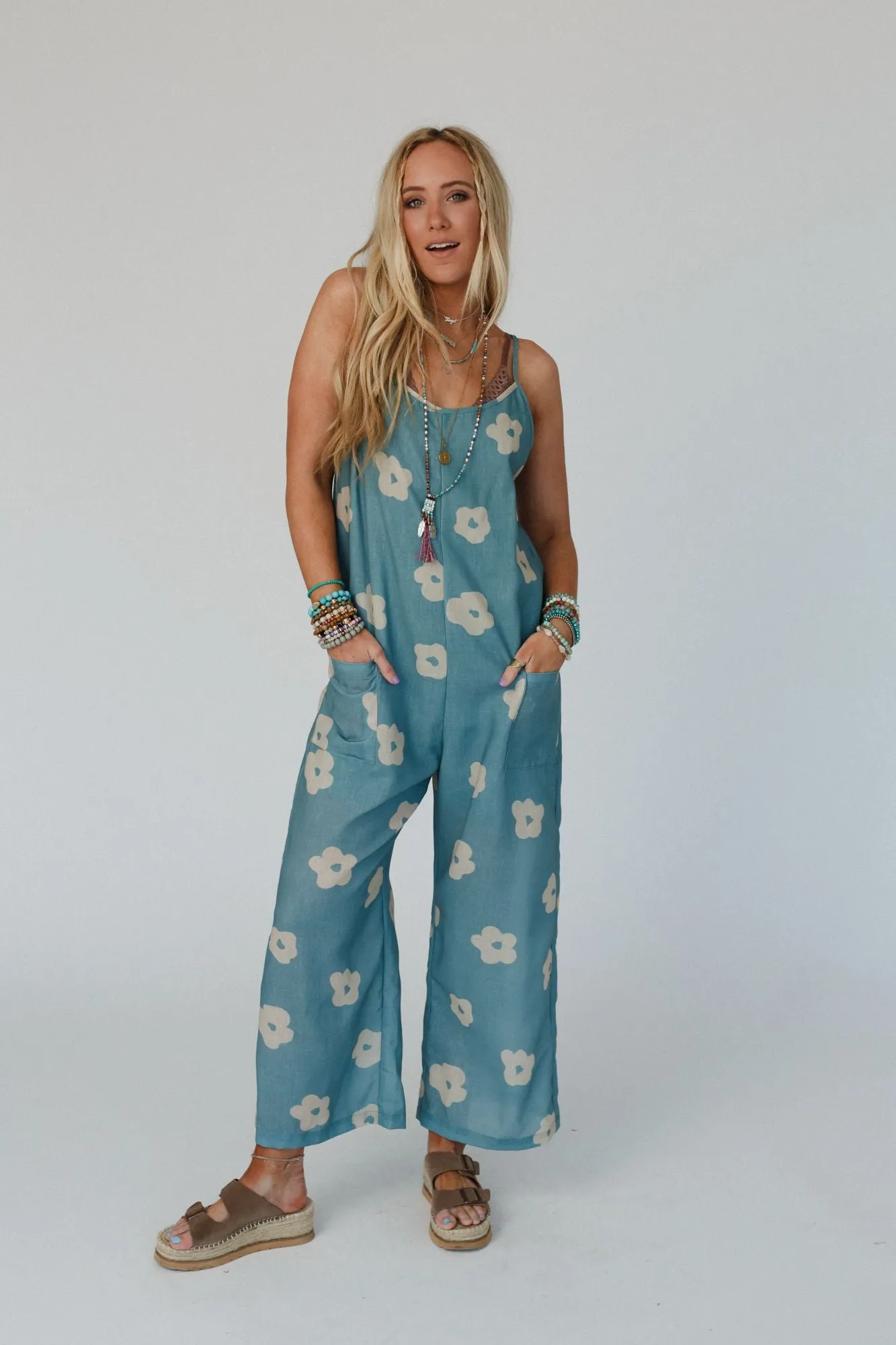 Pocketful Of Petals Jumpsuit - Mint