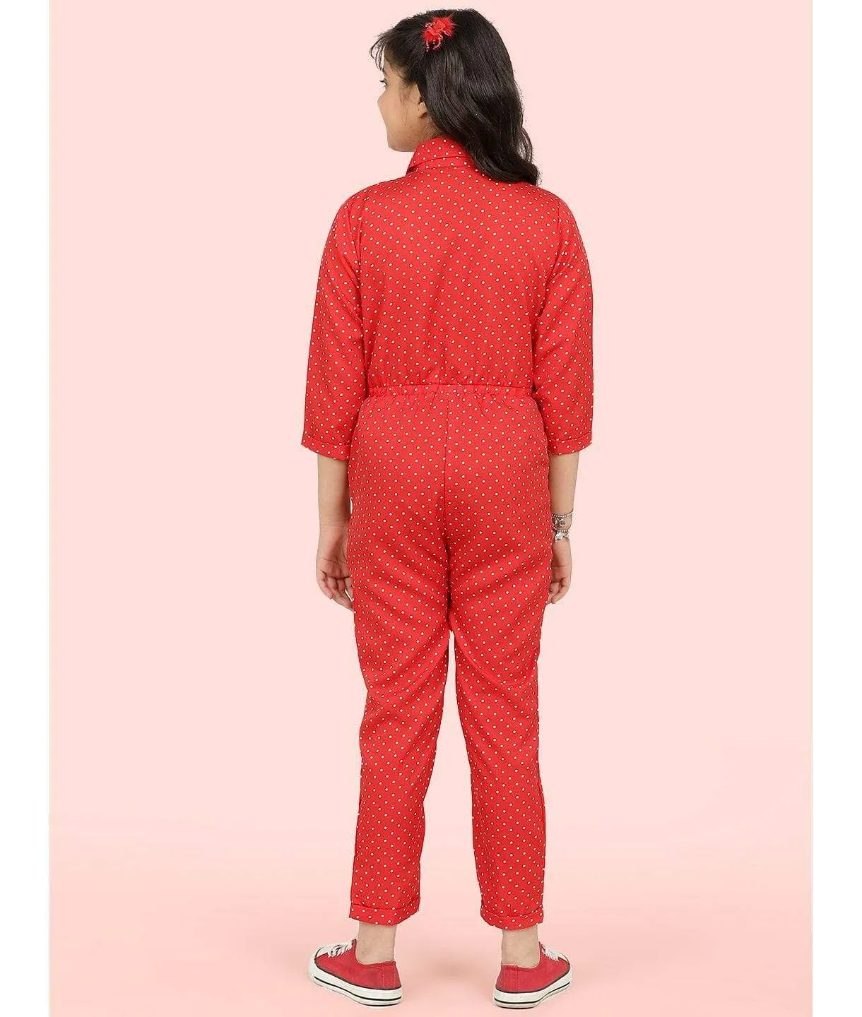 Polka Roll-up Jumpsuit for Girls