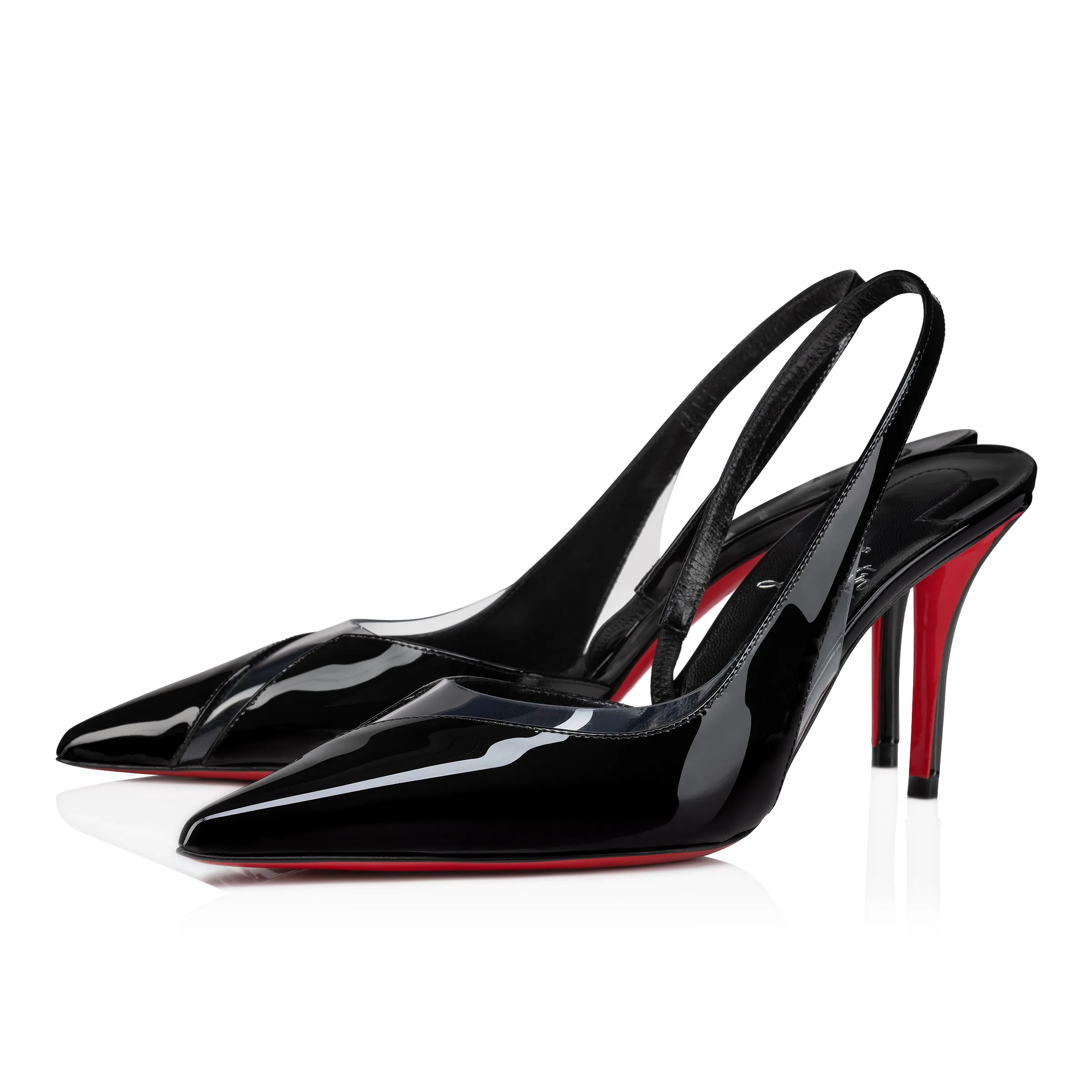 Posticha 80 mm Sling back pumps - Patent calf leather et PVC - Black - Women