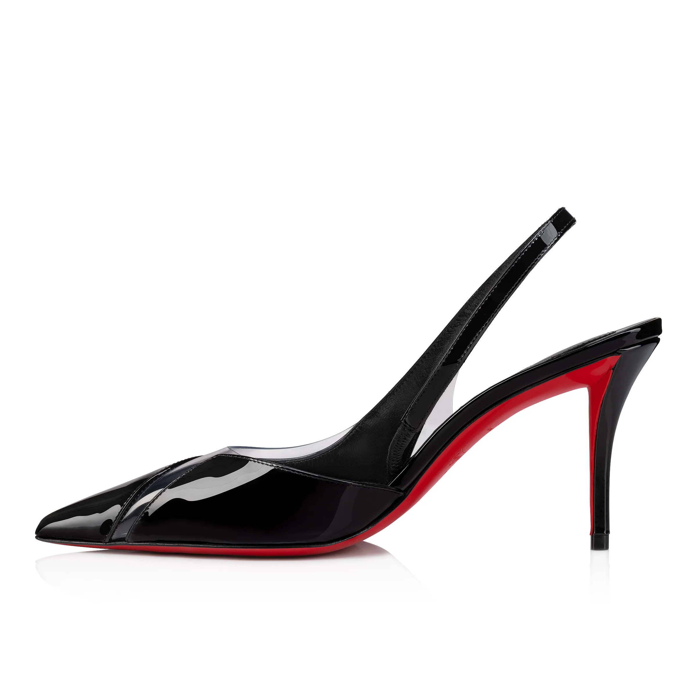 Posticha 80 mm Sling back pumps - Patent calf leather et PVC - Black - Women