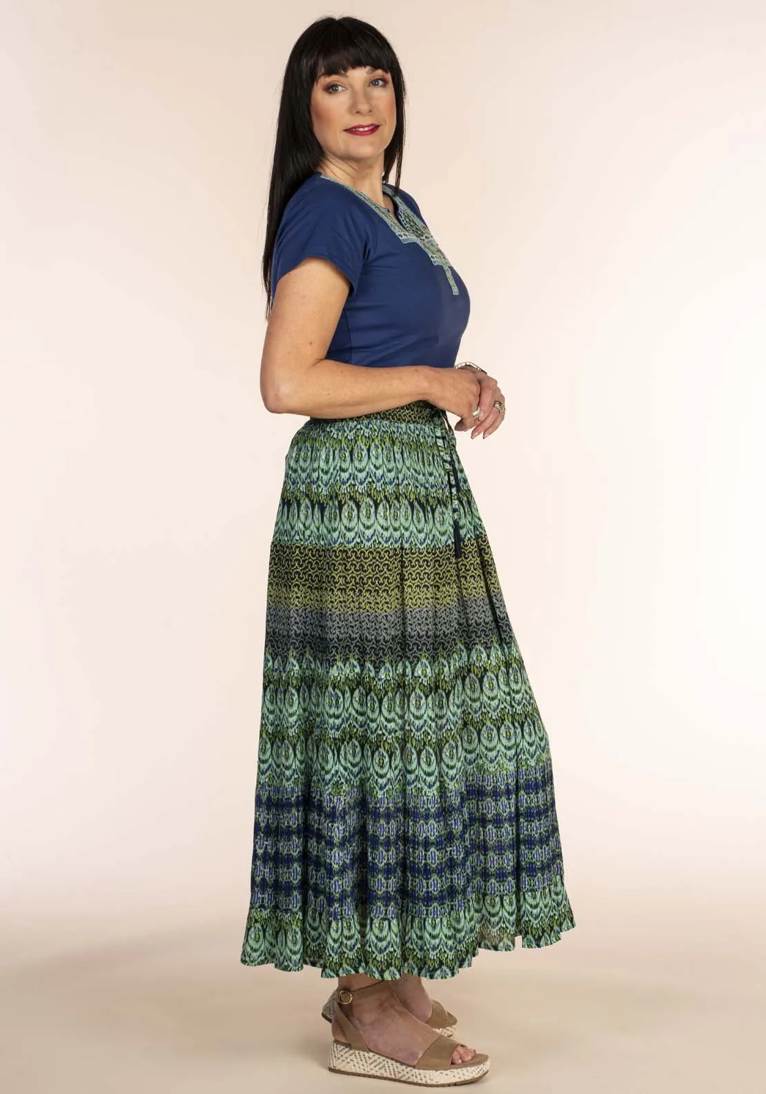 Print Tier Skirt - Blue