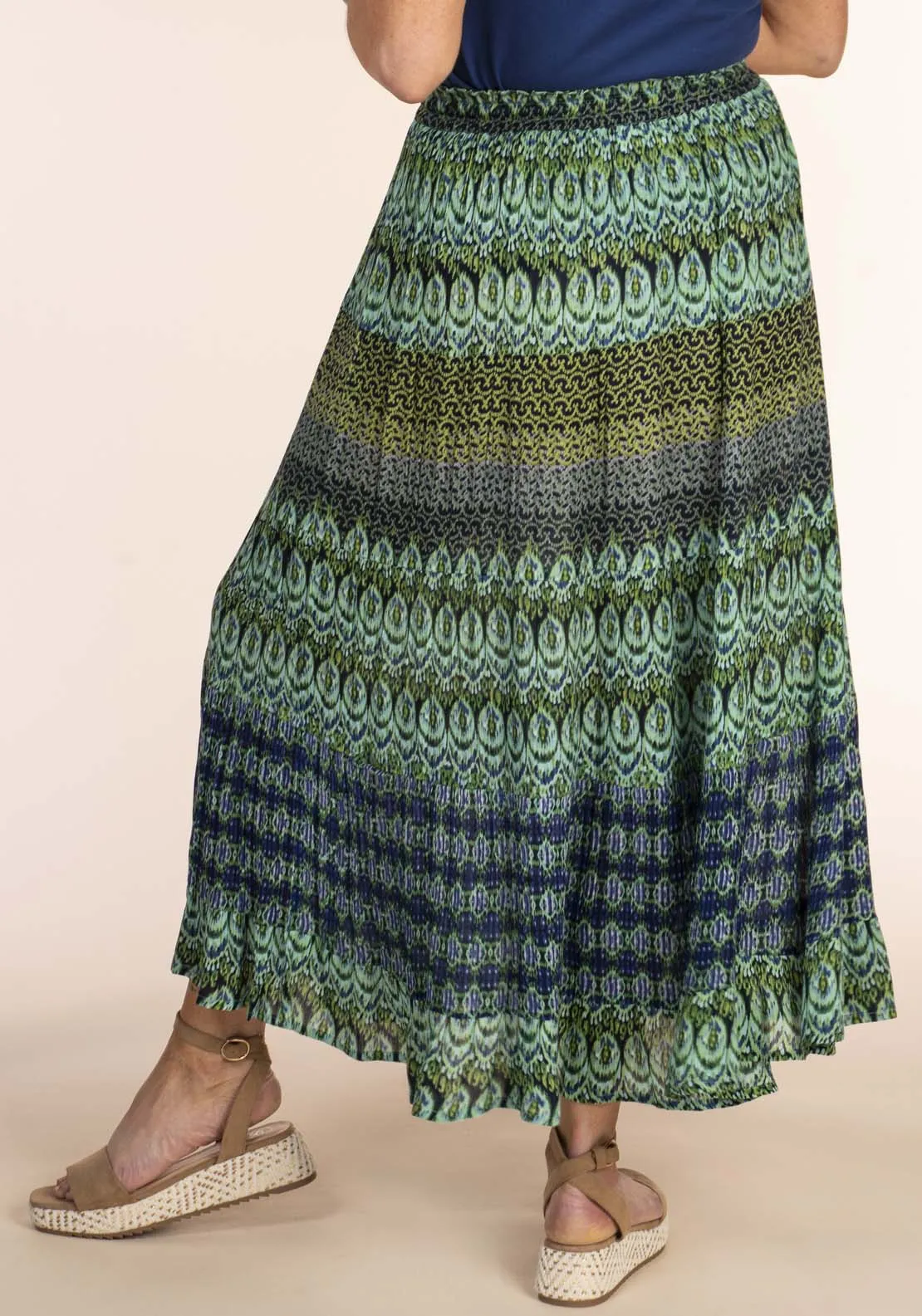 Print Tier Skirt - Blue