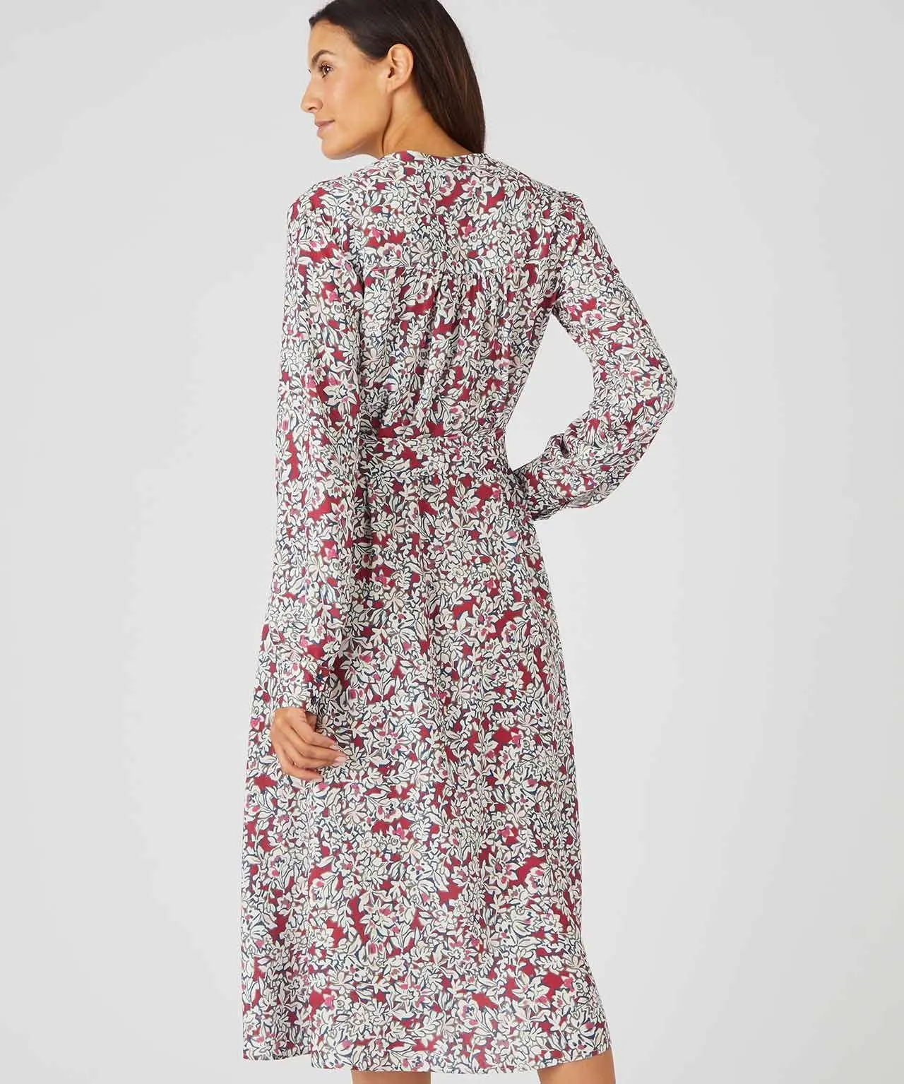 Printed Flared Button-front Dress