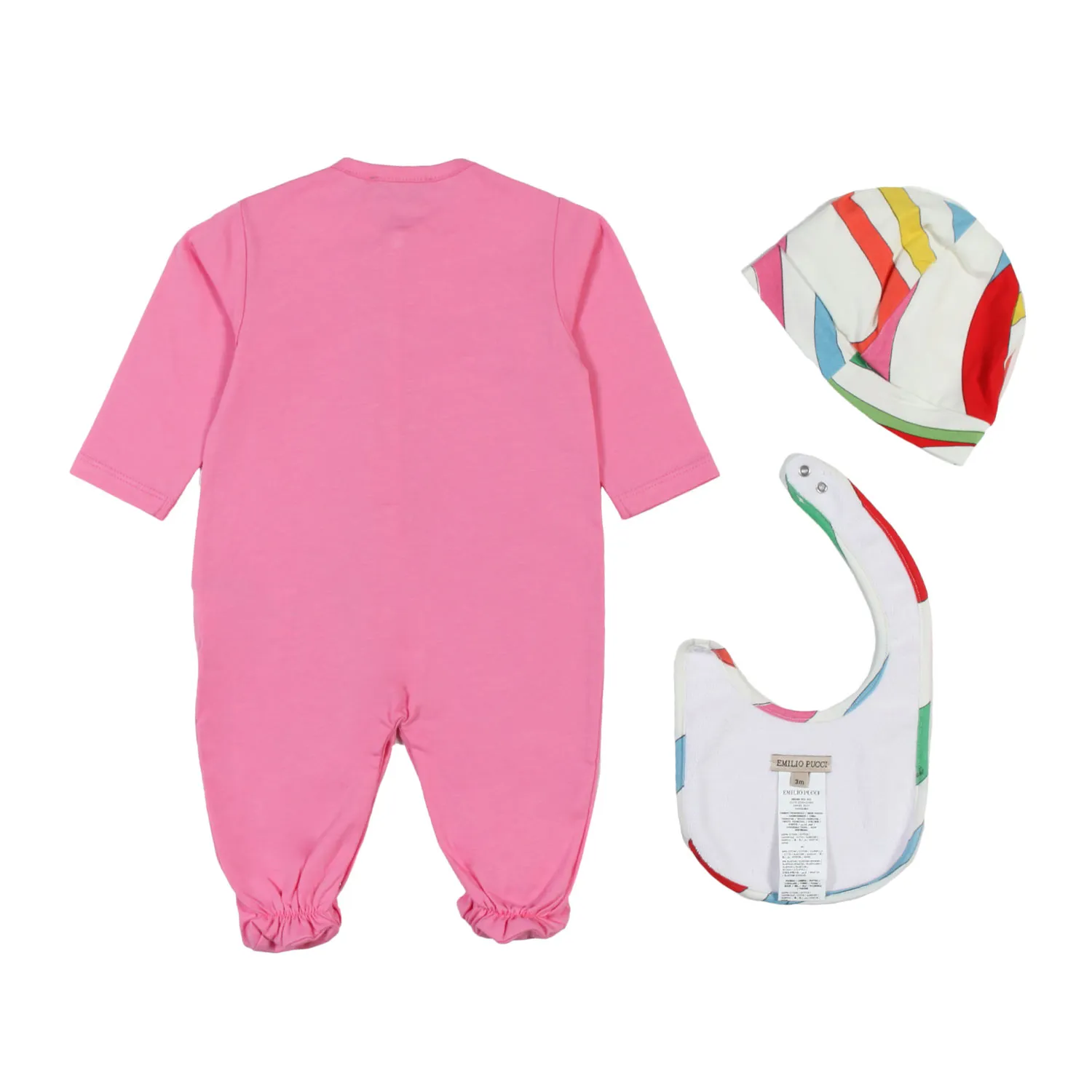 Pucci Fuchsia And Multicolor Romper Gift Set For Baby Girls