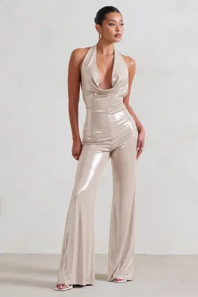 Rhyla | Gold Shimmer Cowl Neck Jumpsuit