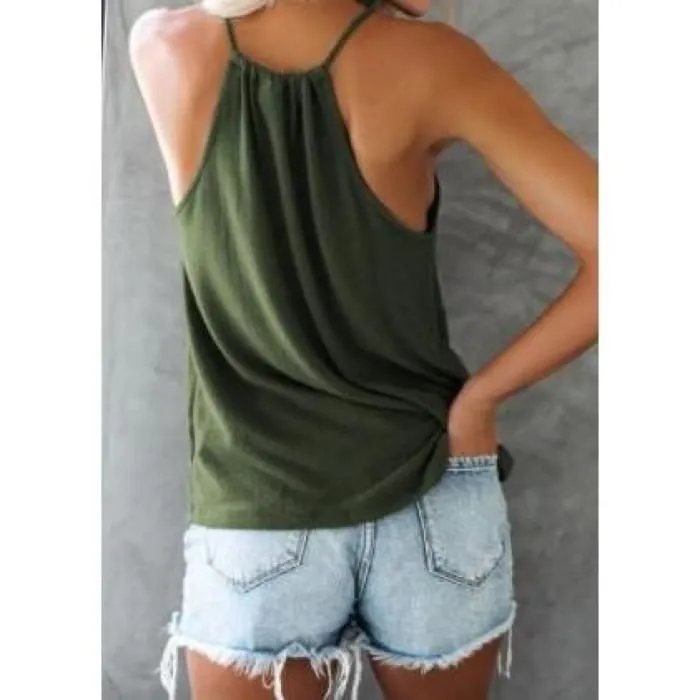 Ring Trim Tie Front Camisole- Green