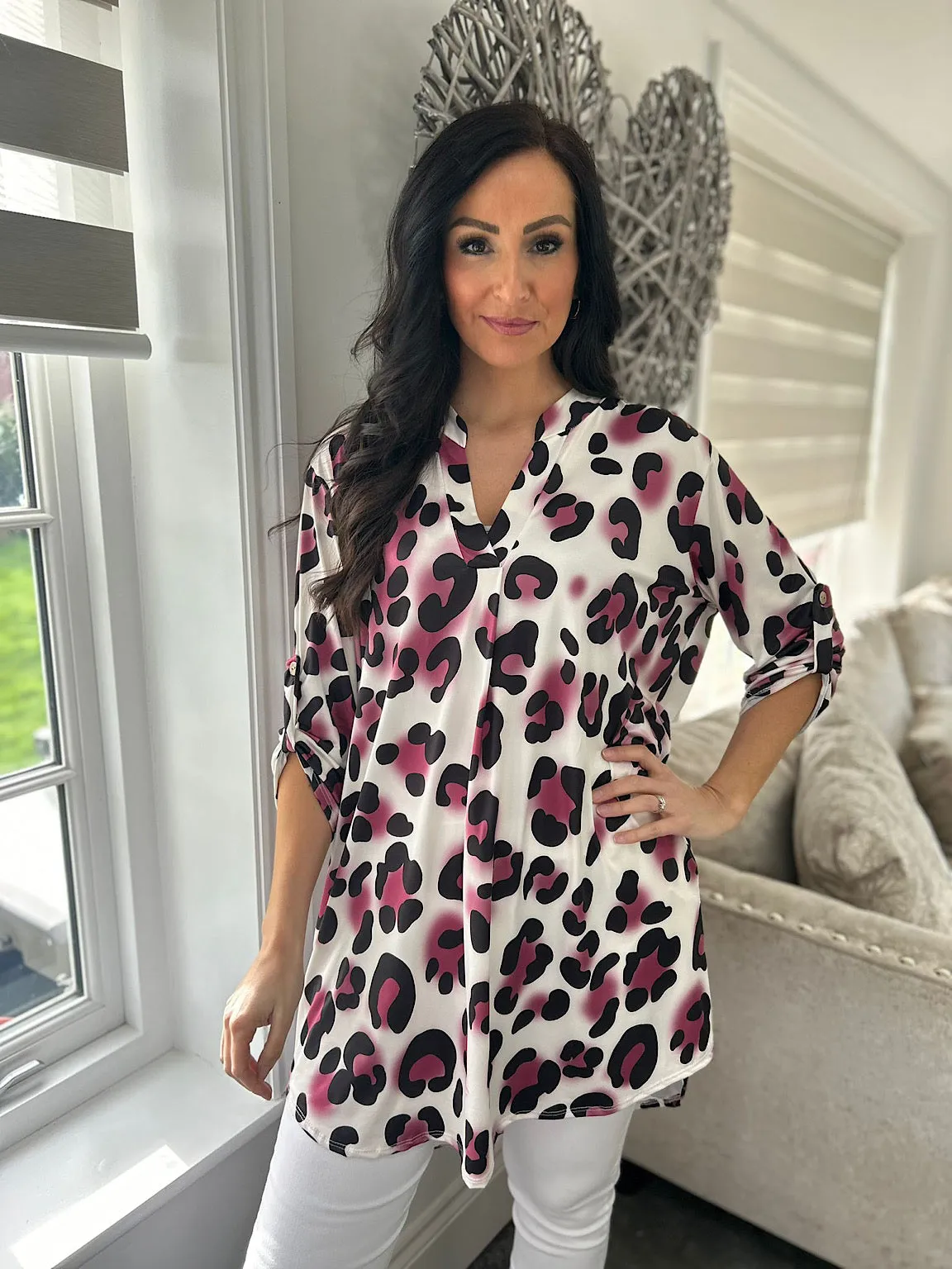 Rose Leopard Print Tunic Gloria