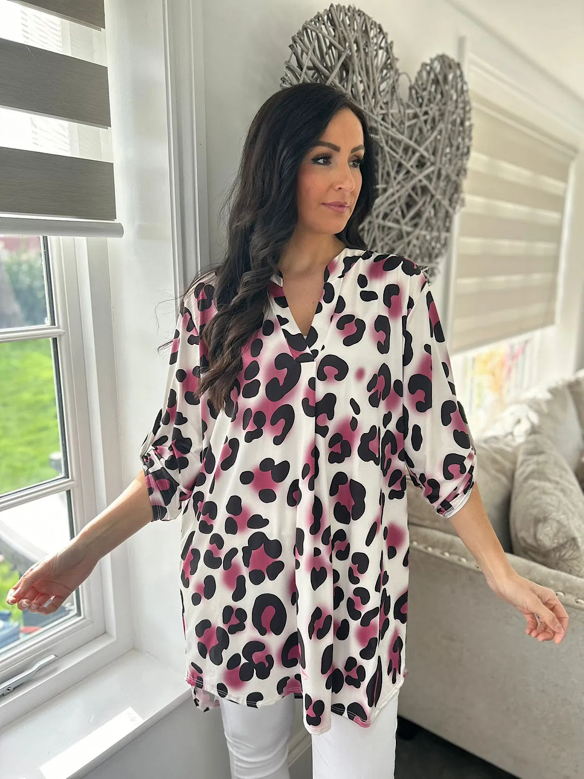 Rose Leopard Print Tunic Gloria