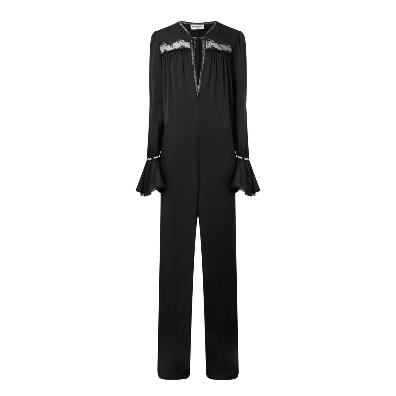 SAINT LAURENT Tie-Fastening Silk Jumpsuit - Black