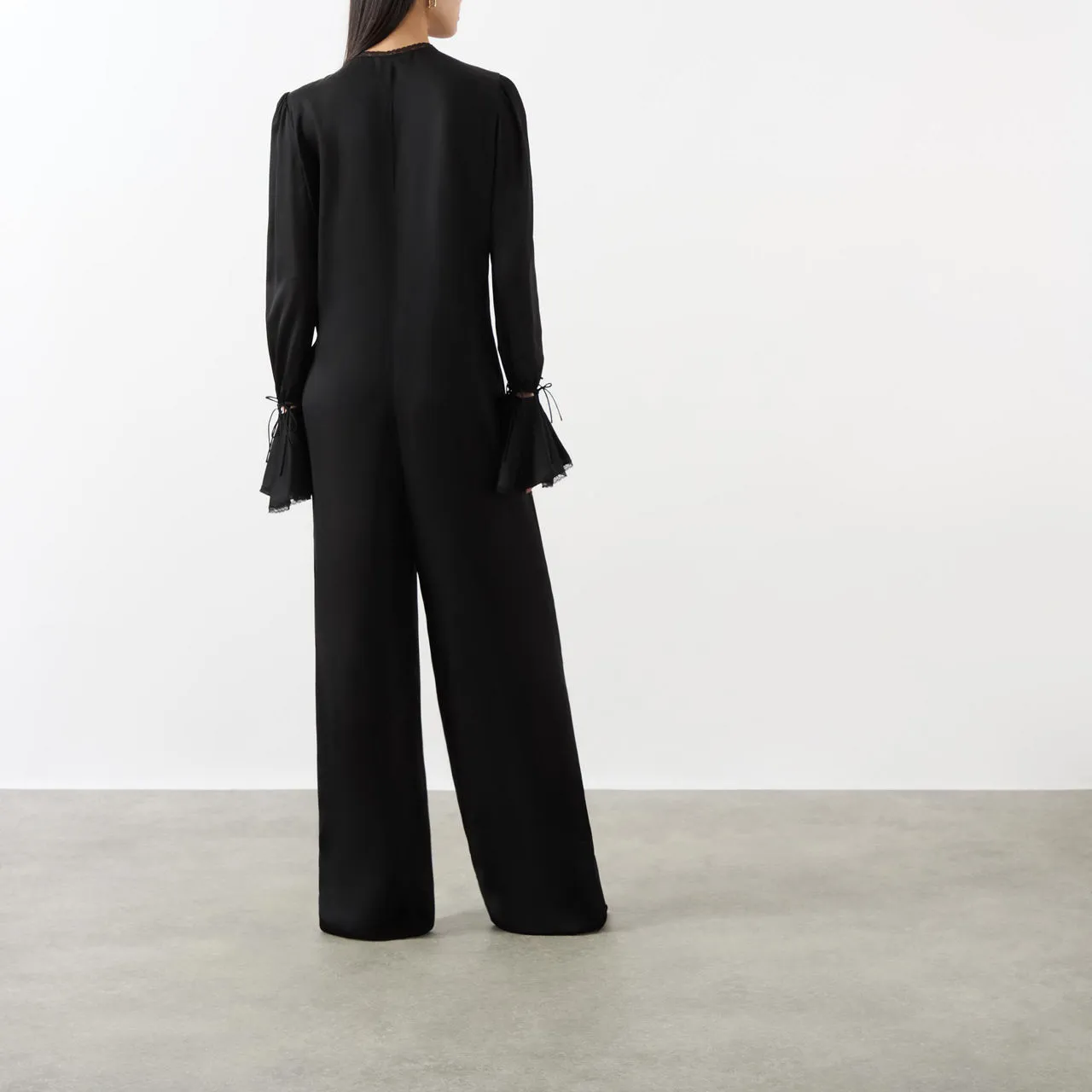 SAINT LAURENT Tie-Fastening Silk Jumpsuit - Black