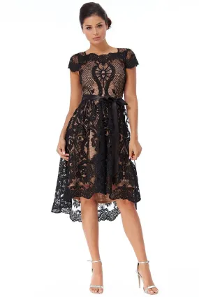 Scallop Hem Lace Midi Dress