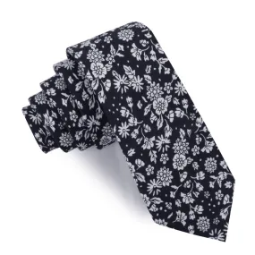 Seoul Forest Dark Navy Floral Skinny Tie