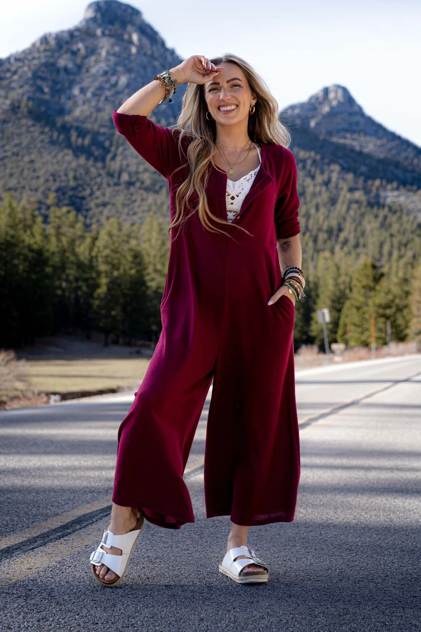 Simply Comfort Jumpsuit - Wine