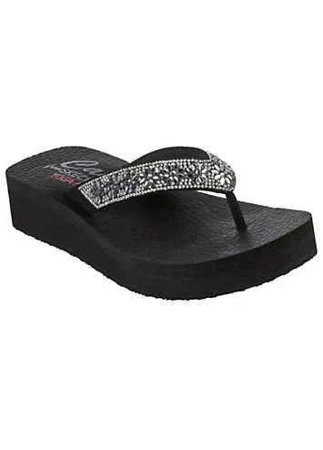 Skechers Black Vinyasa Wild Daisies Sandals | Kaleidoscope