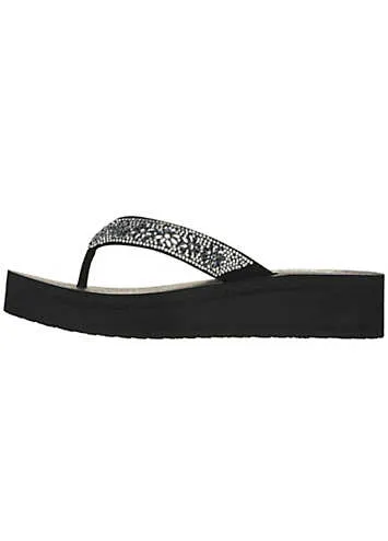 Skechers Black Vinyasa Wild Daisies Sandals | Kaleidoscope