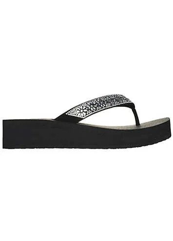 Skechers Black Vinyasa Wild Daisies Sandals | Kaleidoscope