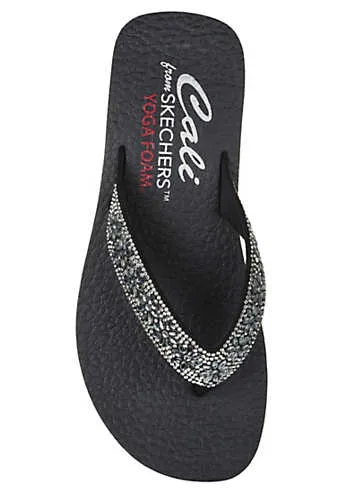 Skechers Black Vinyasa Wild Daisies Sandals | Kaleidoscope