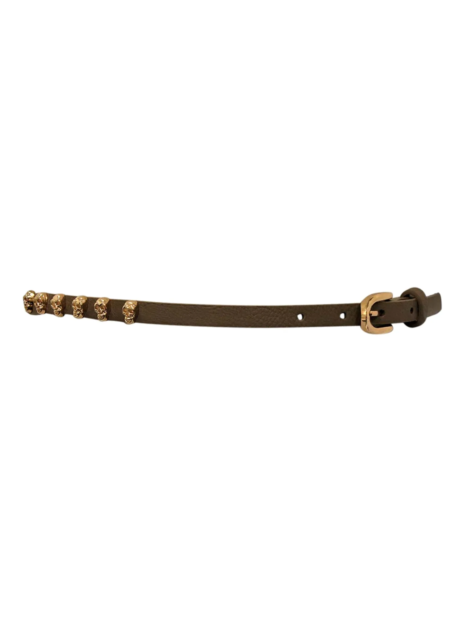 Skinny Golden Skull Studded Belt