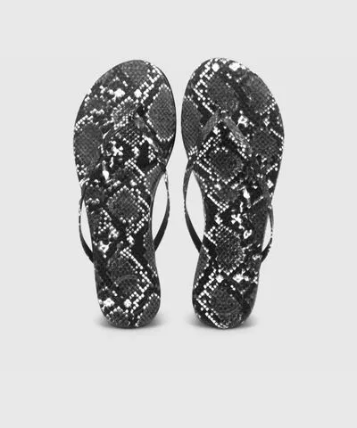 solei sea Women's Indie Sandals In Black Snake Print