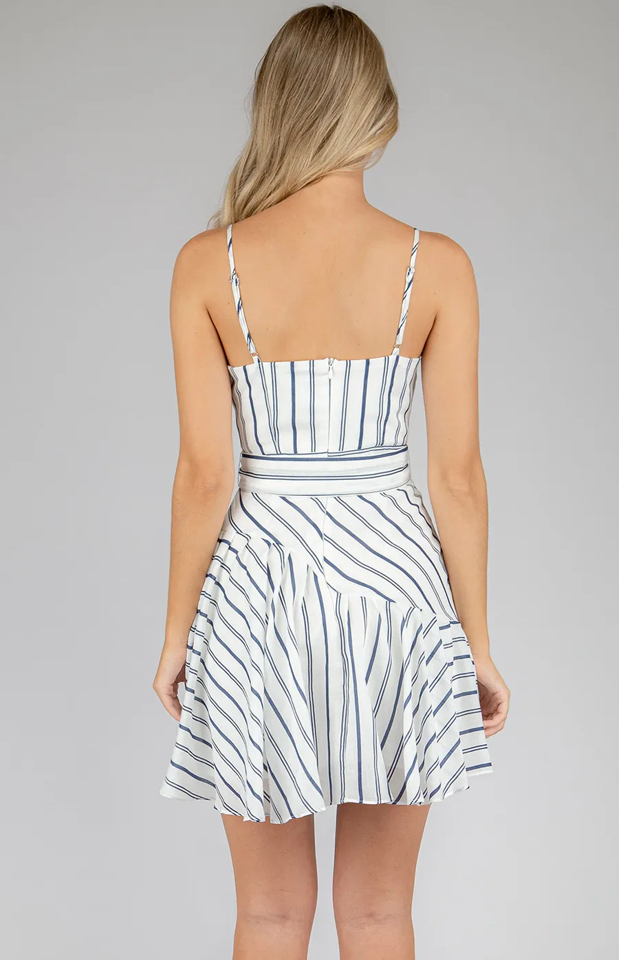 Striped Dress with Frill & Belt Details (SDR668A)