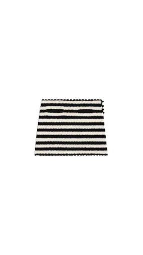 Striped Mini Skirt In Crocheted Cotton - Black / Ecru