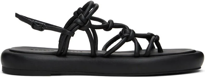 Studio Amelia Black Net Chunky Flat Sandals