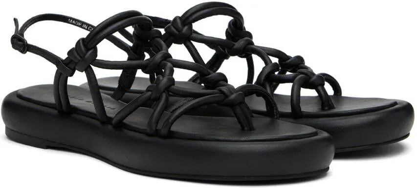 Studio Amelia Black Net Chunky Flat Sandals