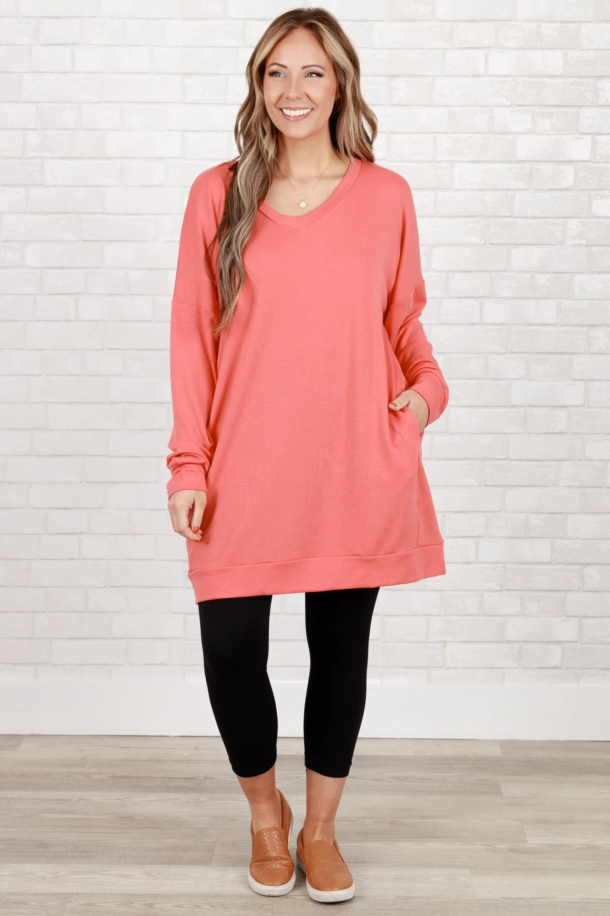 Take It All Tunic, Deep Coral