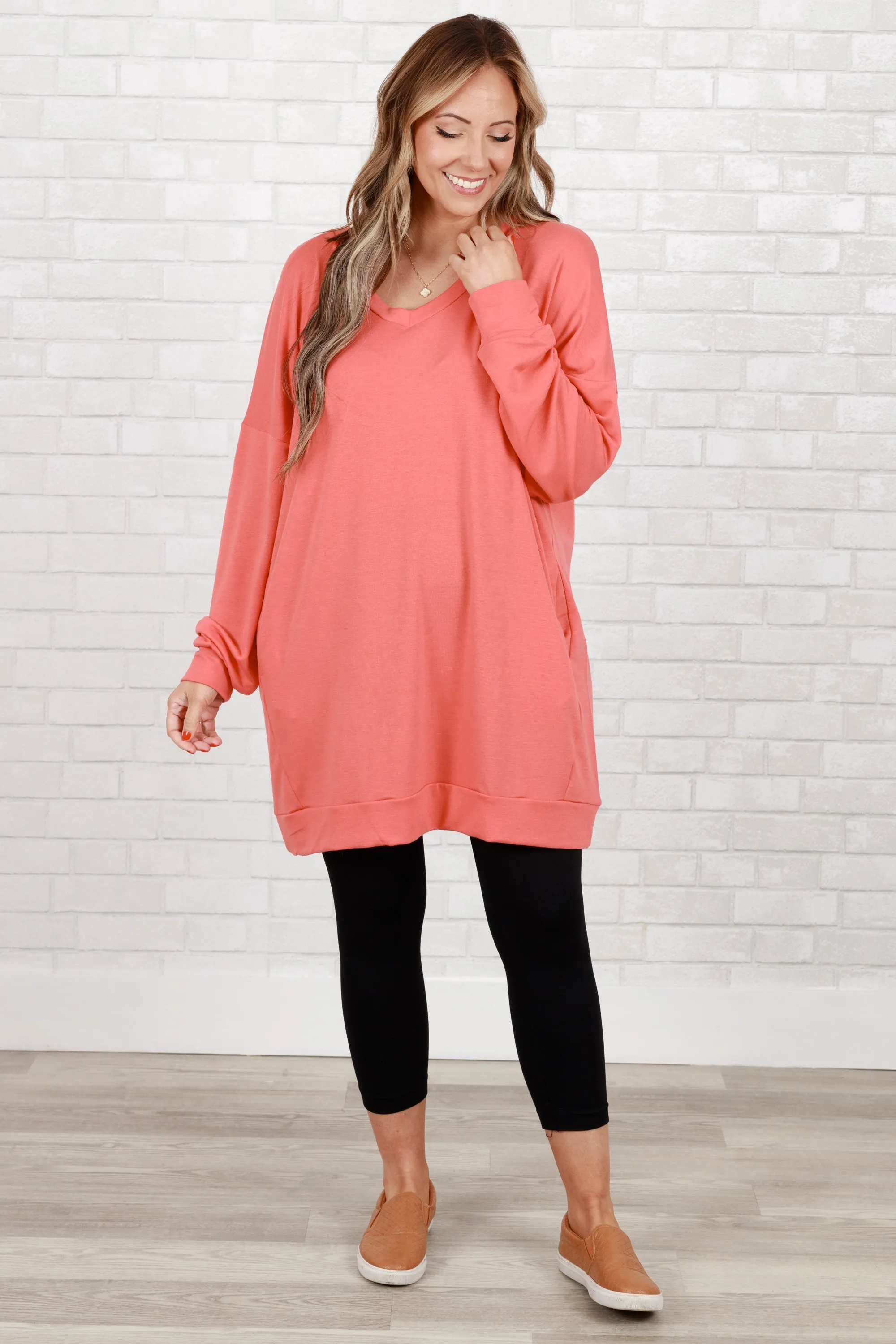 Take It All Tunic, Deep Coral