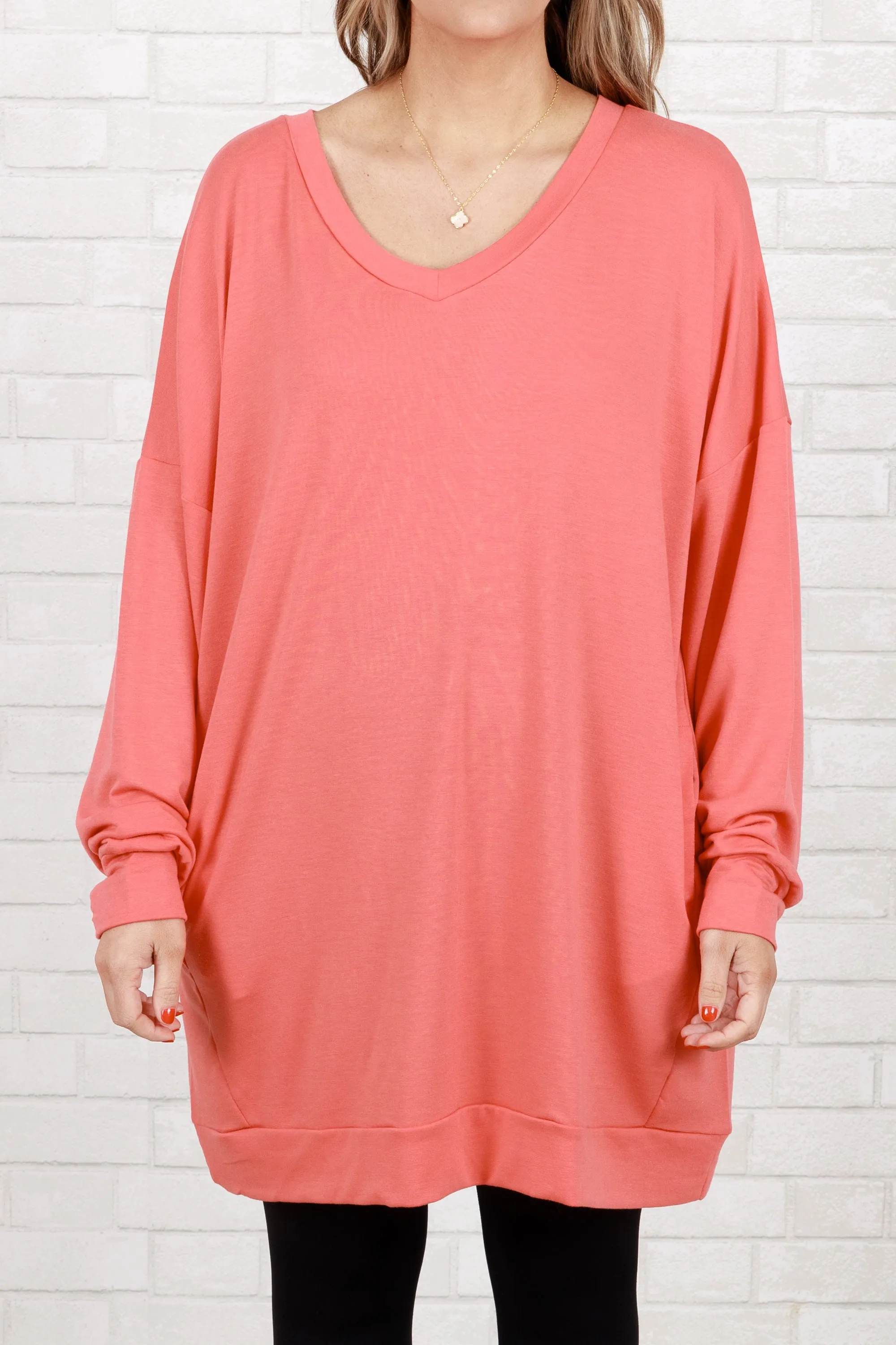 Take It All Tunic, Deep Coral