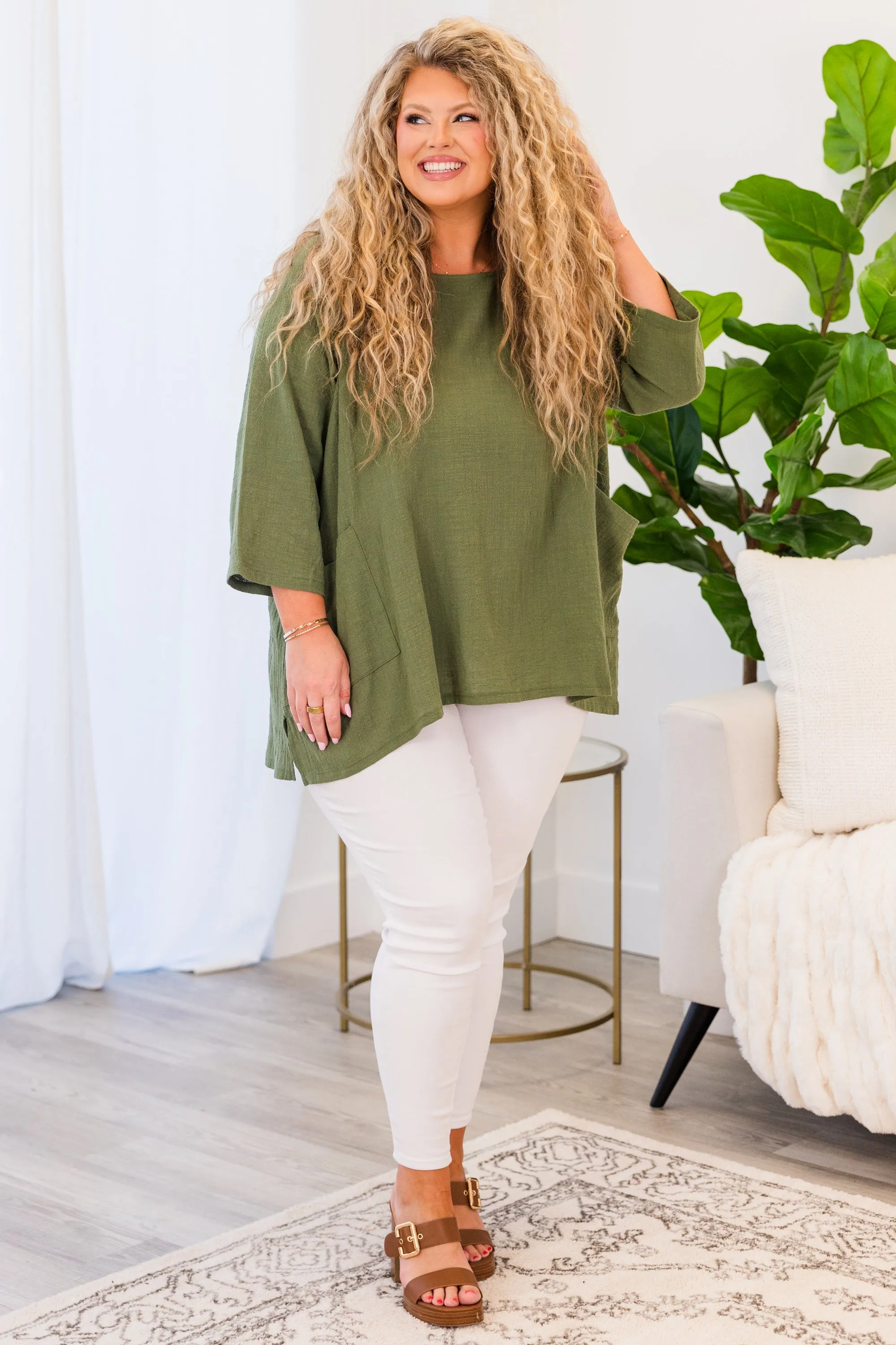 Thinking It Through Tunic, Light Olive