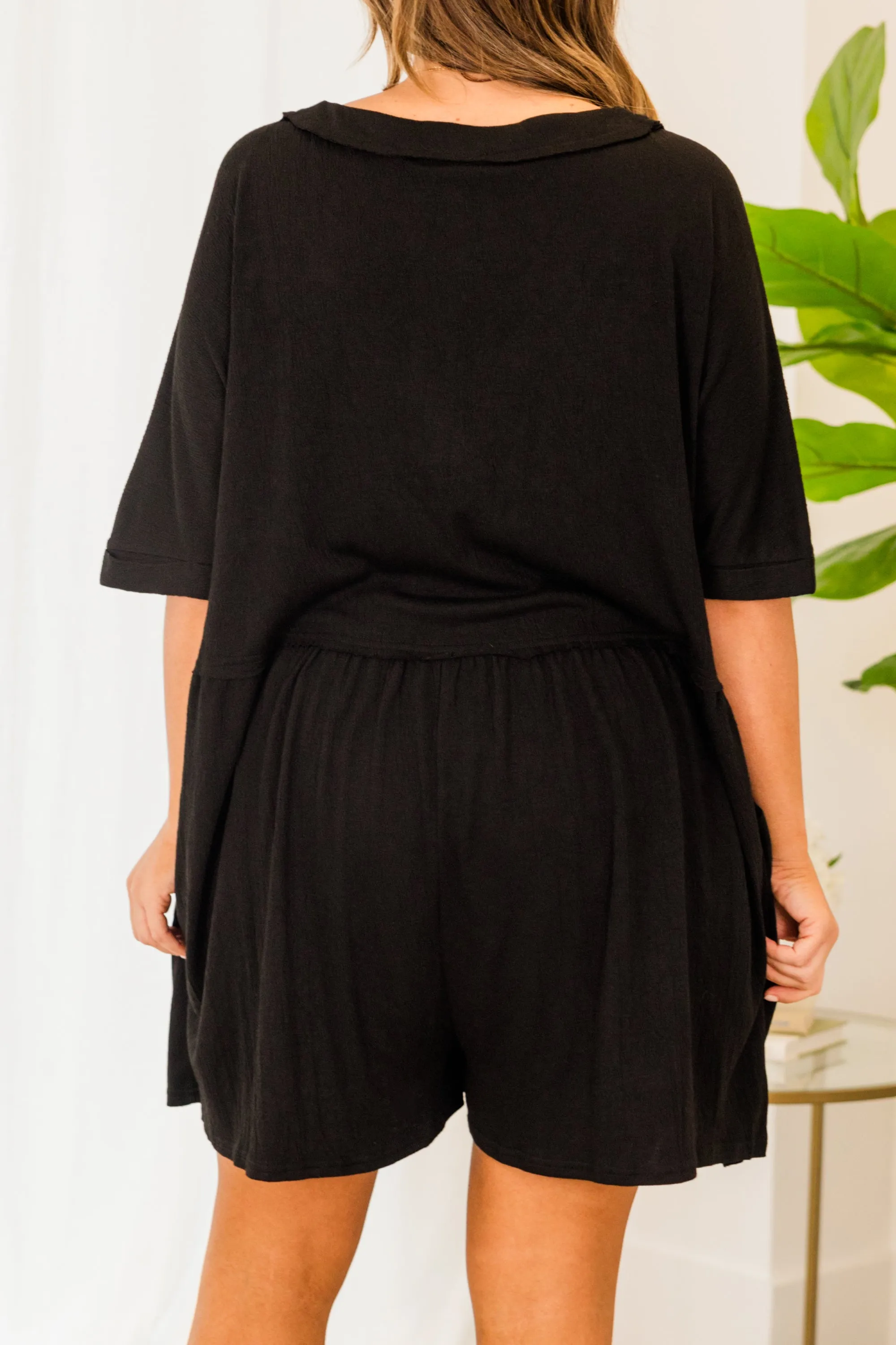 Throw On And Go Romper, Black