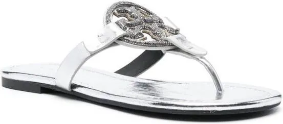 Tory Burch Miller logo-plaque sandals Grey