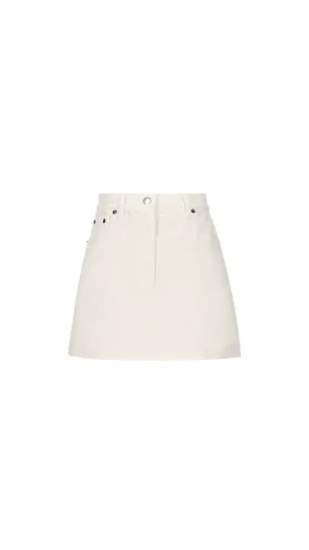 Triangle-Logo Mini Skirt - White