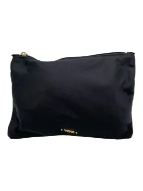 Tumi Black & Gold Nylon Top Zipper Gold Hardware Pouch Clutch Bag