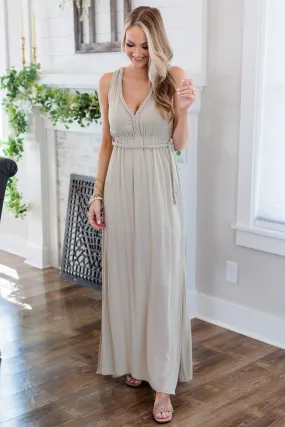 Two Become One Braided Maxi Dress- Light Sage