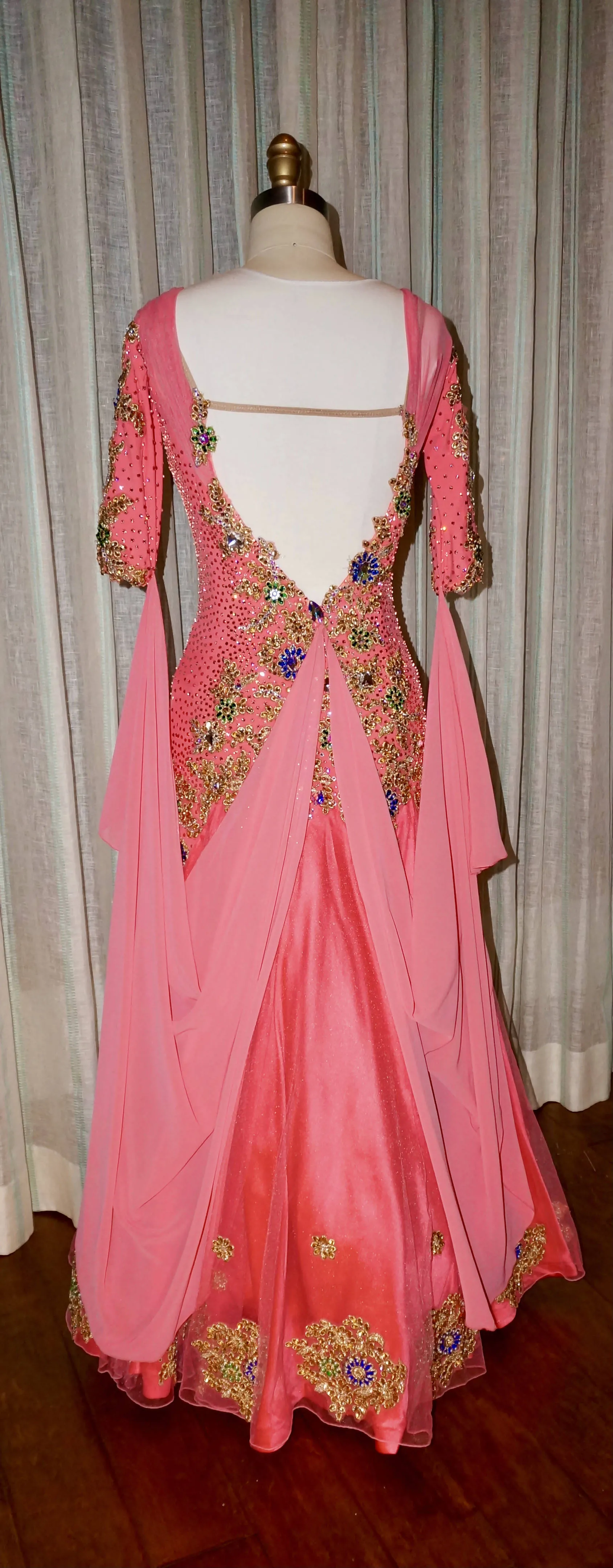 Unique Coral Standard Ballroom Dress