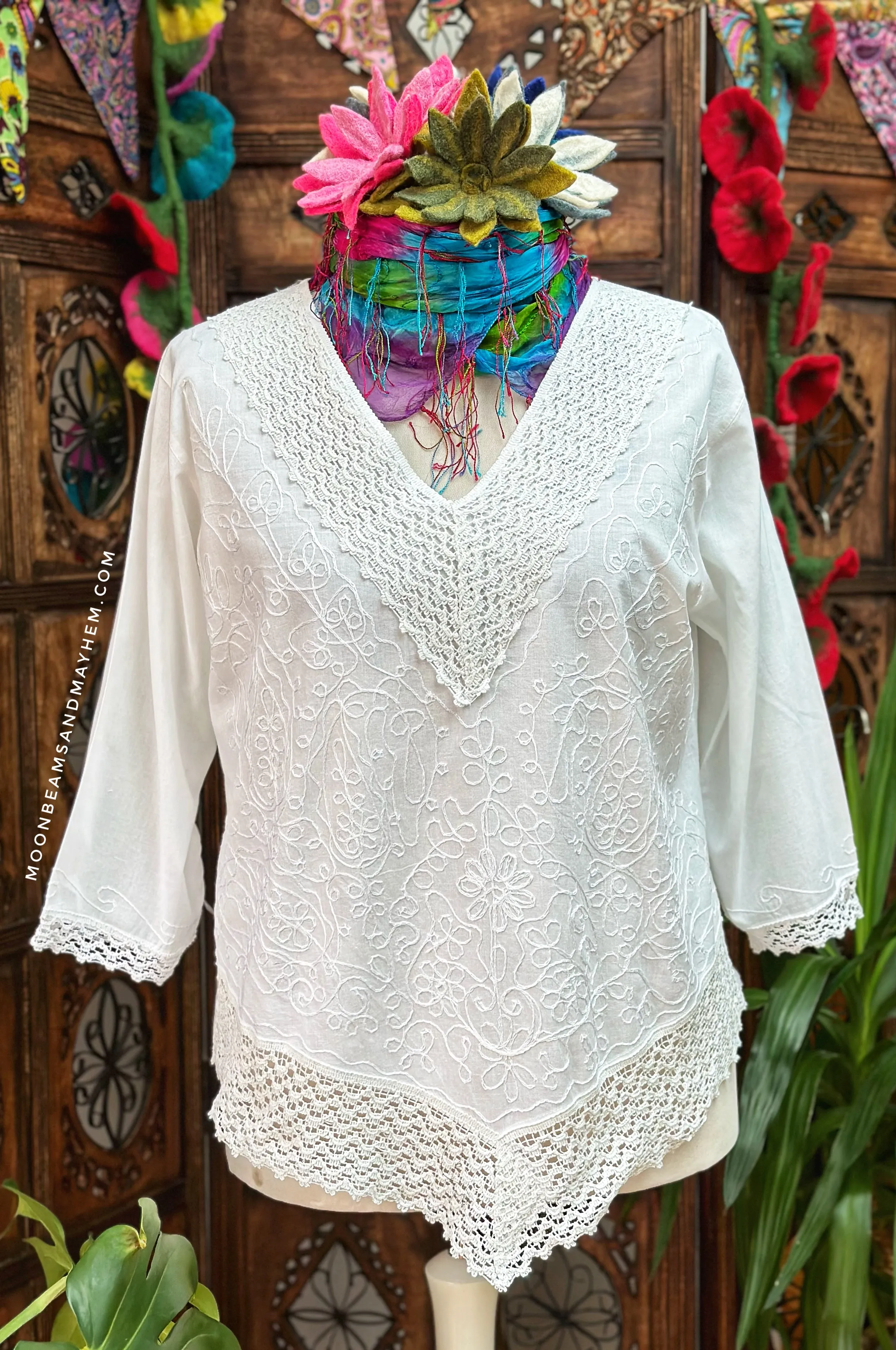 WHITE COTTON WILLOW TUNIC / TOP XL