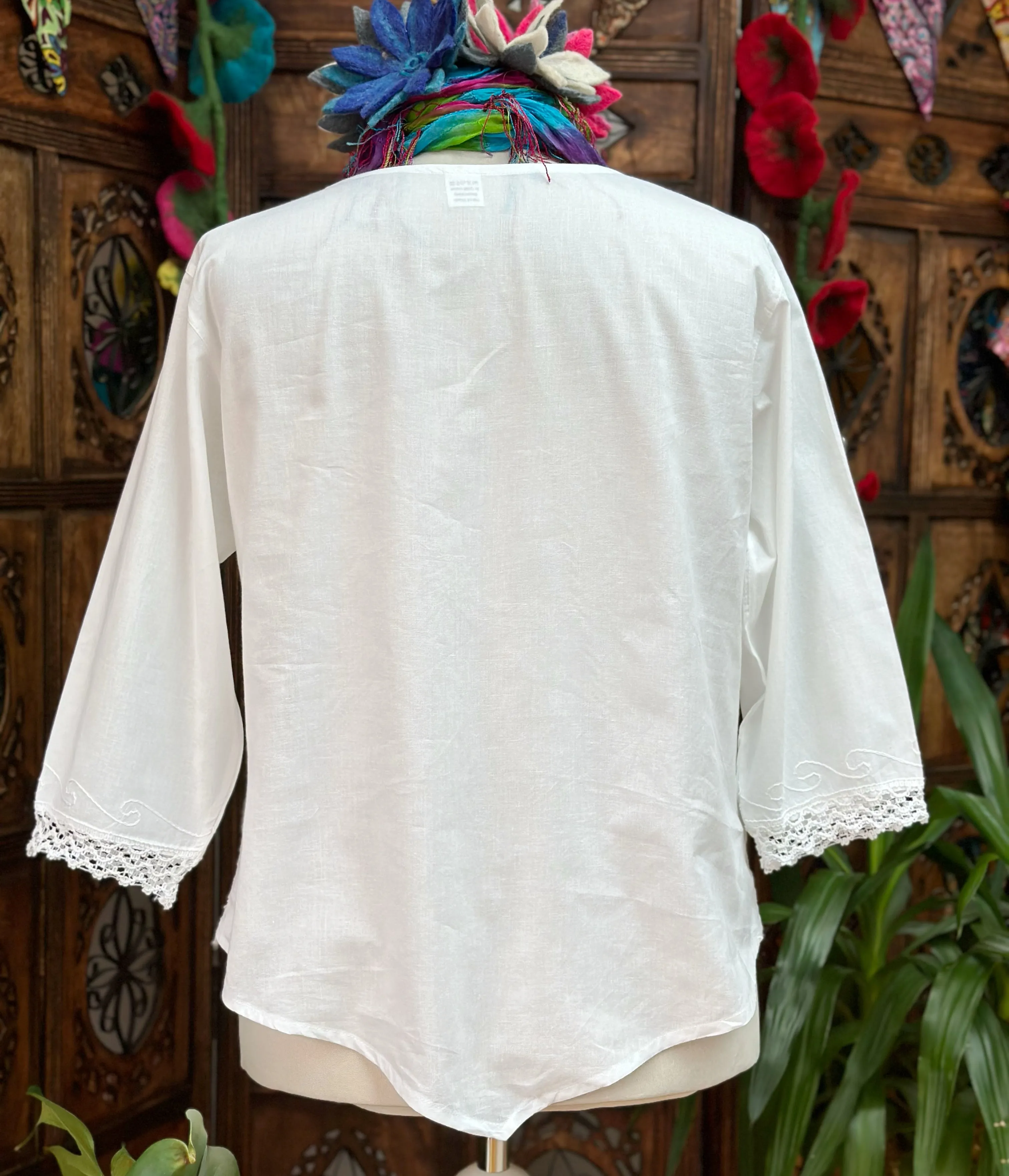 WHITE COTTON WILLOW TUNIC / TOP XL