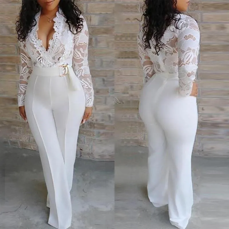 White Lace Party Jumpsuit