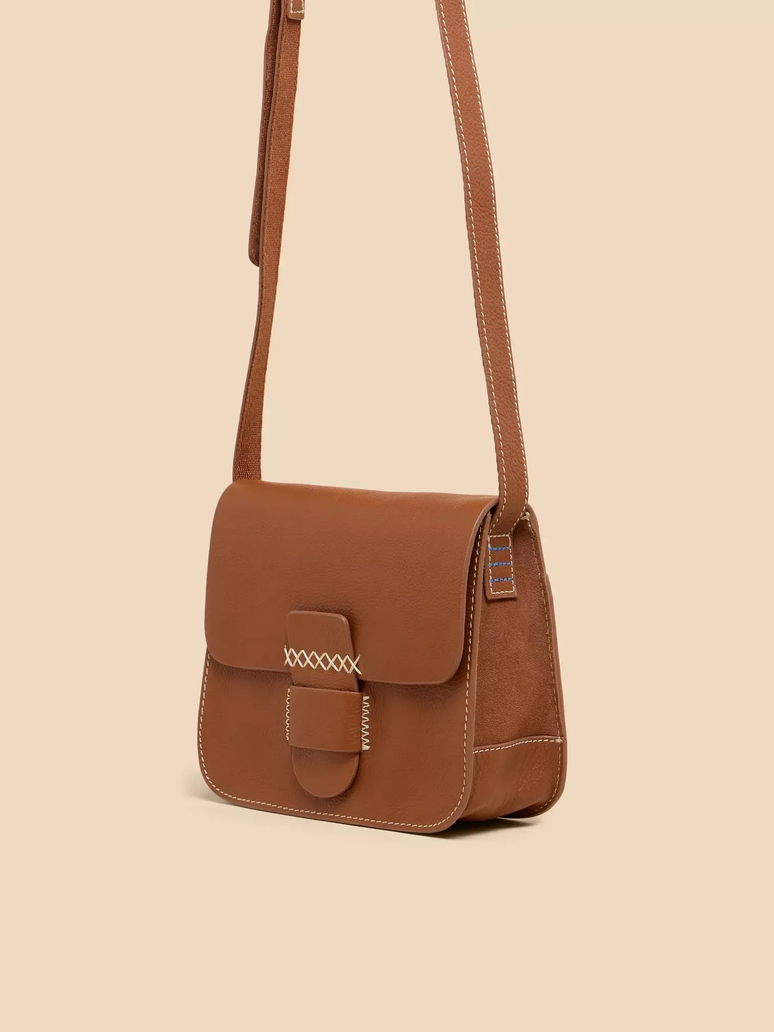 White Stuff Evie Leather Satchel Mid Tan