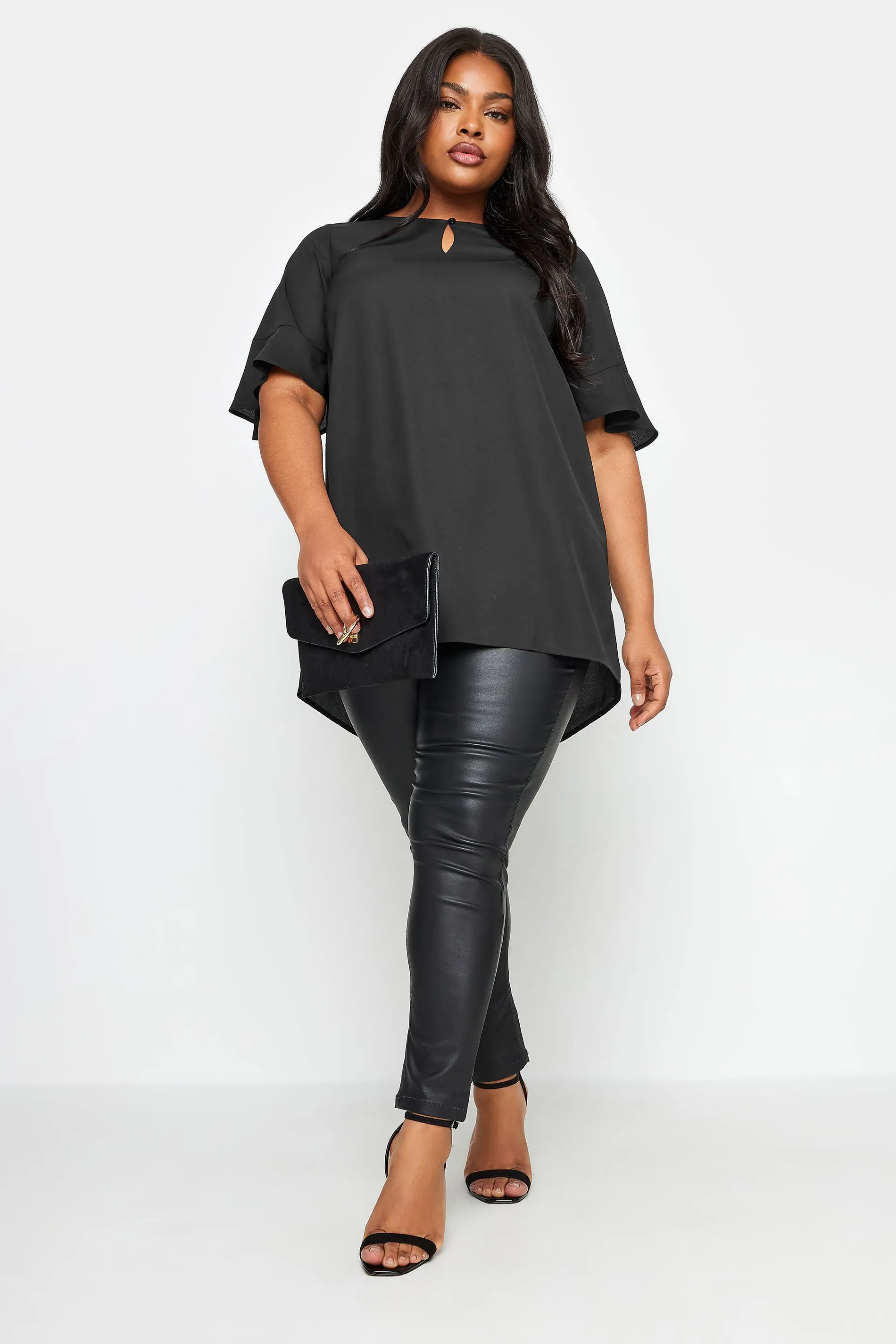 YOURS Curve Black Keyhole Tunic Top