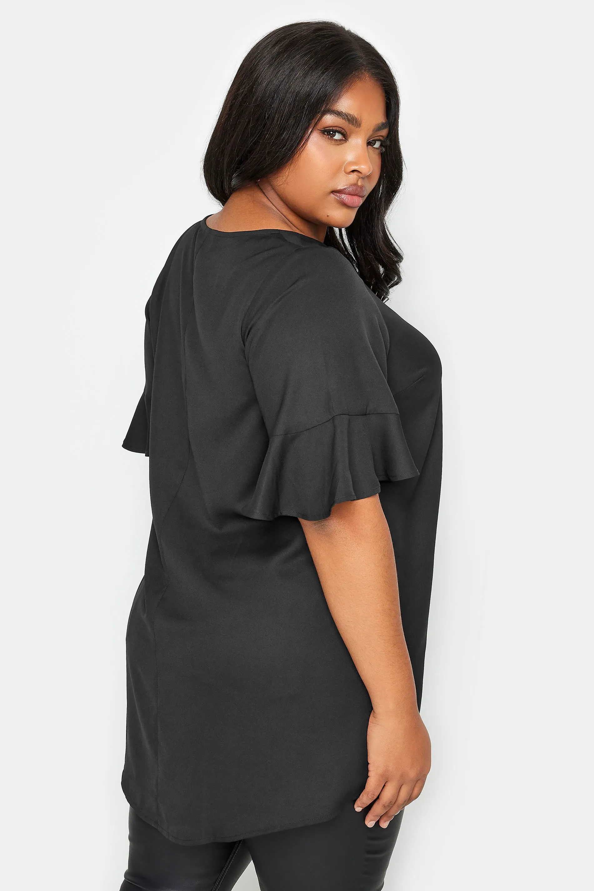 YOURS Curve Black Keyhole Tunic Top